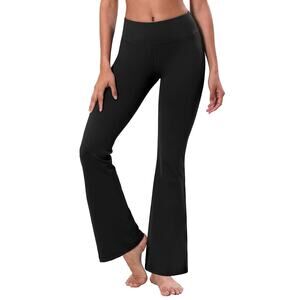 Bubblelime Bootcut Yoga Pants Women L Black Flare Leggings Stretch Tummy Control